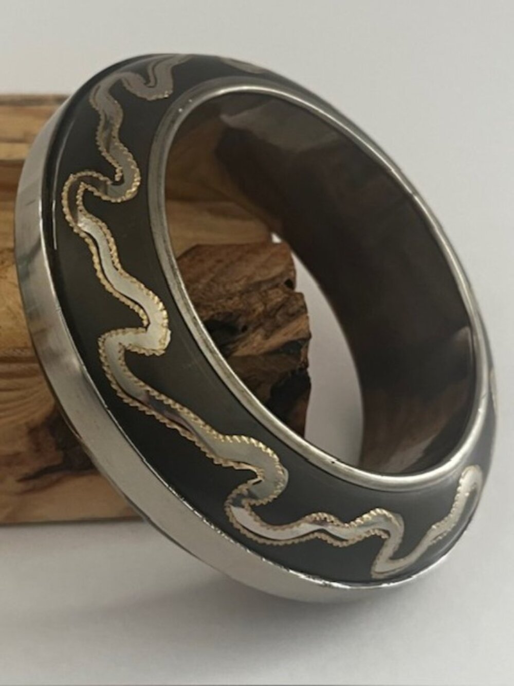 Chunky Metal Bangle Bracelet Gunmetal Gray Silver Gold Abstract